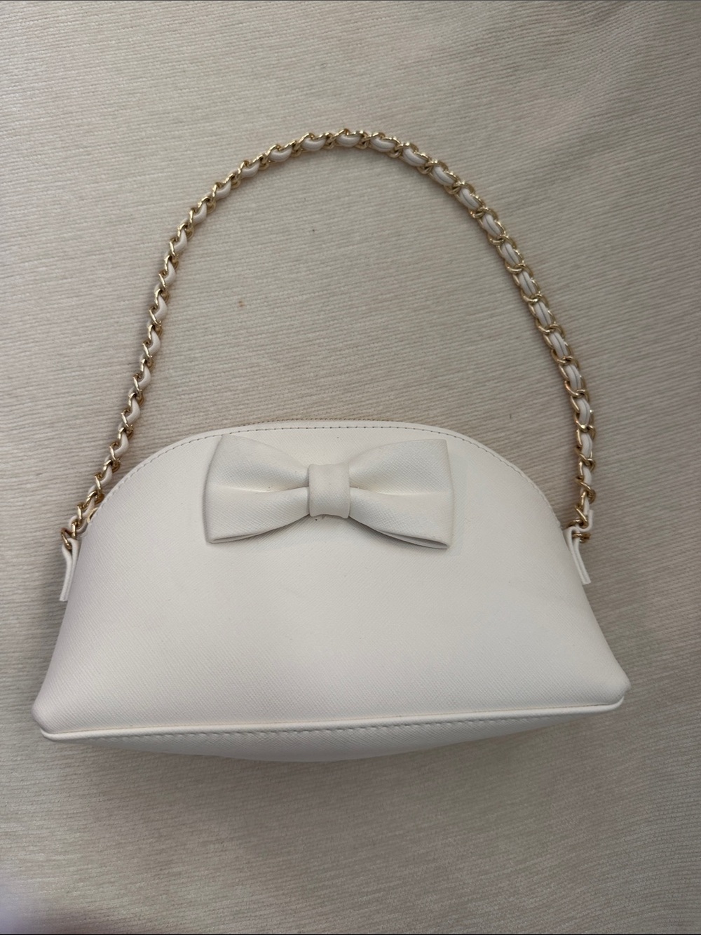 Janie and Jack White Bow Shoulder Bag with Gold Chain